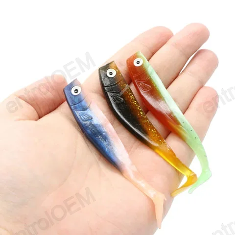 SM02 Fishing Lure T Tail Soft Silicone 8cm 4pcs/dag Muti-method Slug Fishing Lightgame Lure