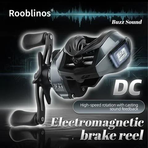 ROOBLINOS 7.2:1 DC-150 6+1BB Fishing Reel Casting Fishing Reel 12kg Drag Electronic Brake Electromagnetic Brake Baitcasting Reel