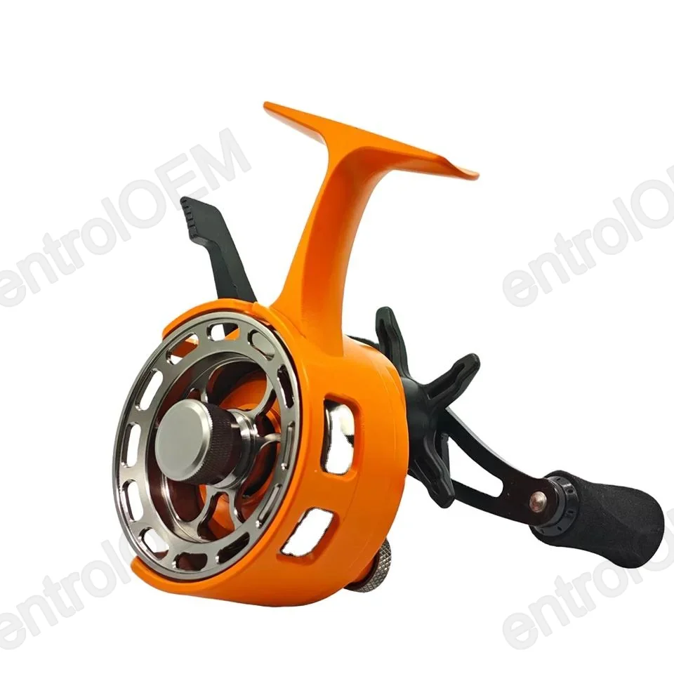 KB-A1 3.2:1 Ice Fishing Reel 60 4 Ball Bearings Aluminum Alloy Spool CNC Handle Left Hand Plastic Body 225g