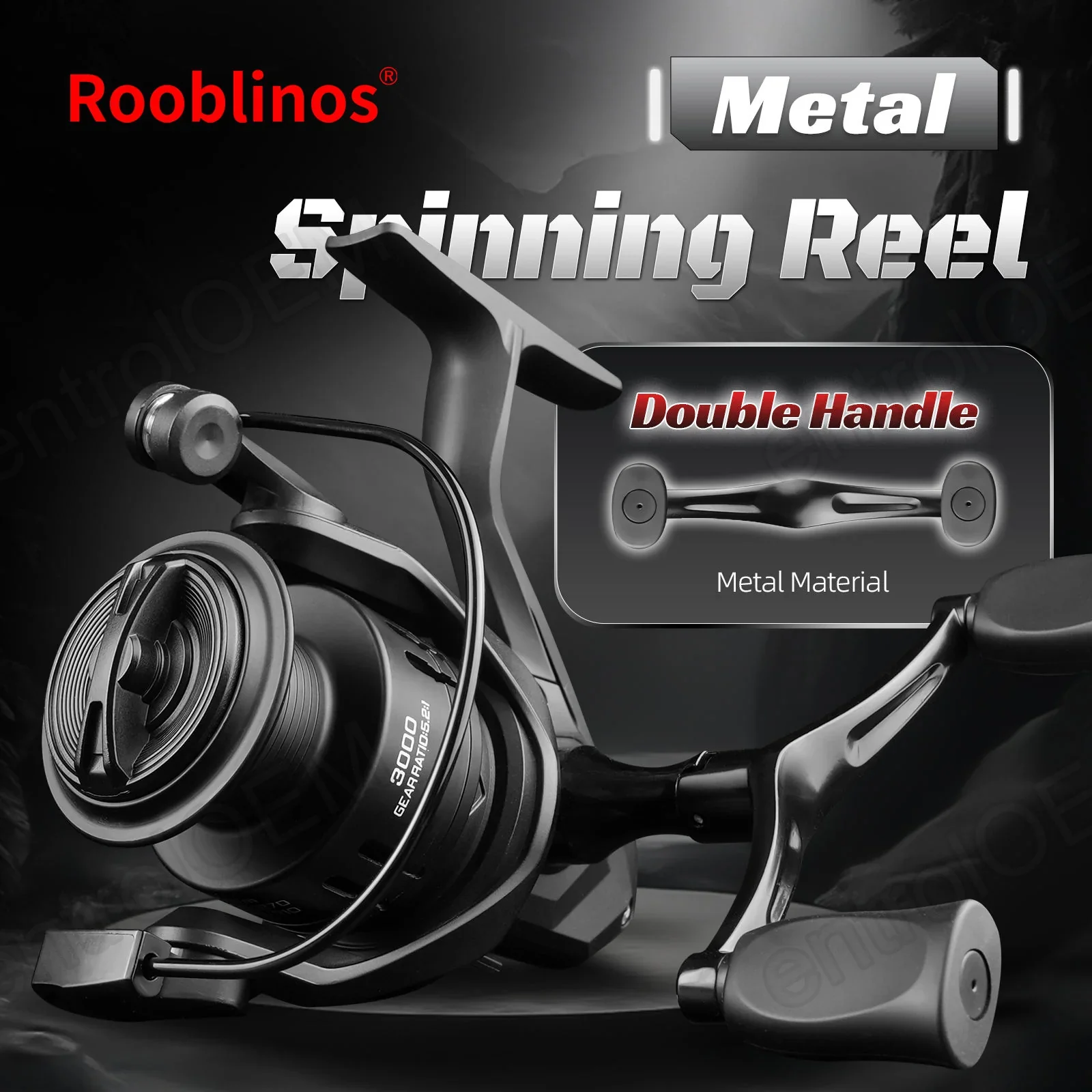Entrol JBK Right Hand Spinning Fishing Reel Double Knob Double Handle Black Lure River Fishing Reel