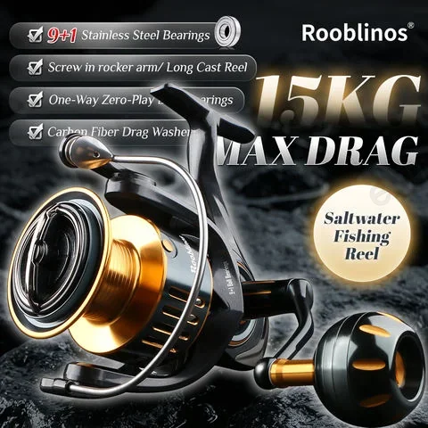 Entrol SG 5.1:1 9+1BB Metal Sea Saltwater Spinning Reel with CNC Aluminum Alloy Spool for Trolling & Slow Jigging