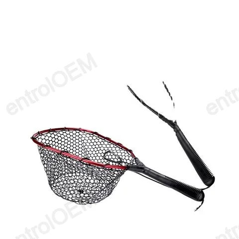Fishing Net Aluminum Material 28cm*35cm Short Handle Telescopic Fish Catching Landing Nets