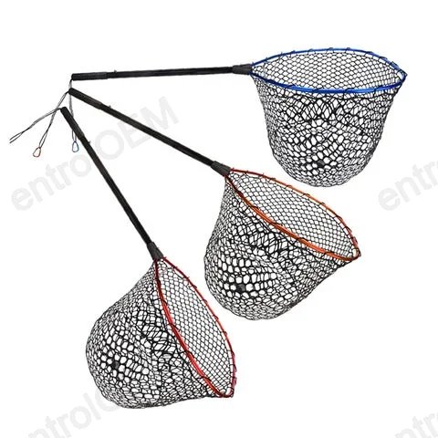 Fishing Net Aluminum Material 108cm*40cm Long Handle Telescopic Fish Catching Landing Nets