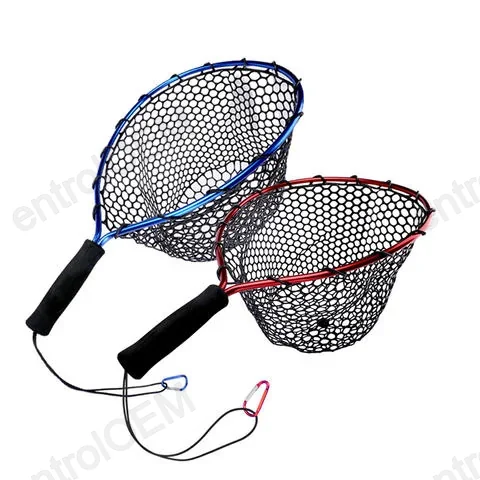 SP001 Fishing Net Aluminum Material 40cm*35cm Short Handle Telescopic Fish Catching Landing Nets